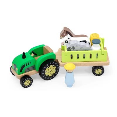 VIGA Traktor Drewniany Zwięrzatka Farma Zagroda | Pan Piksel