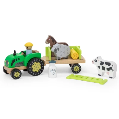VIGA Traktor Drewniany Zwięrzatka Farma Zagroda | Pan Piksel