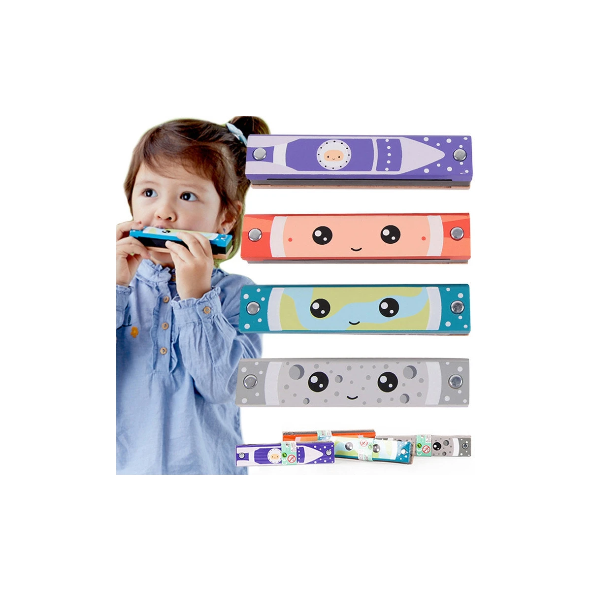 CLASSIC WORLD Drewniana Harmonijka Ustna dla Dzieci 1 szt. | Pan Piksel