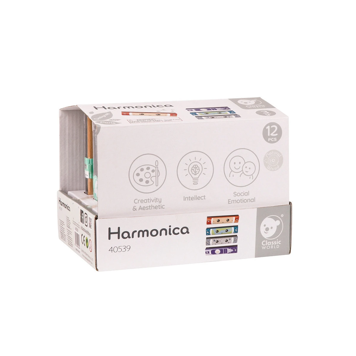 CLASSIC WORLD Drewniana Harmonijka Ustna dla Dzieci 1 szt. | Pan Piksel