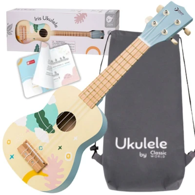 CLASSIC WORLD Drewniane Ukulele Gitara dla Dzieci Niebieskie | Pan Piksel