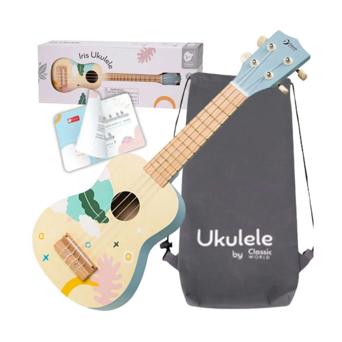 CLASSIC WORLD Drewniane Ukulele Gitara dla Dzieci Niebieskie | Pan Piksel