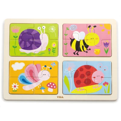 VIGA Drewniane Puzzle Owady 4w1 | Pan Piksel