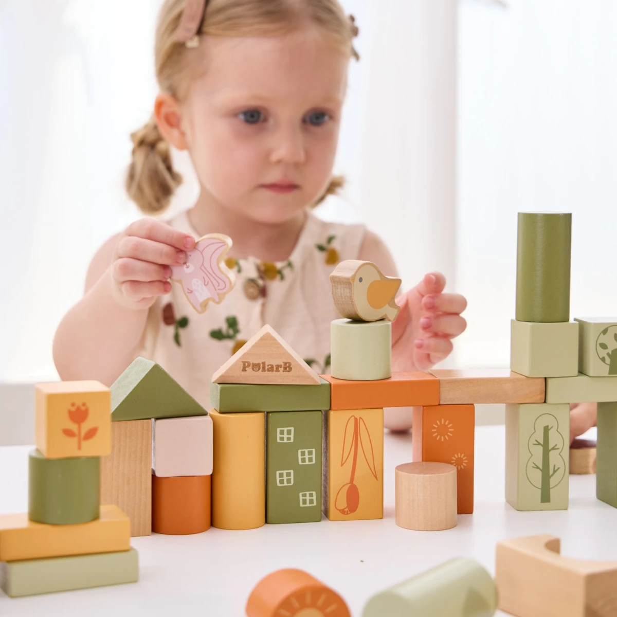 VIGA PolarB Drewniane Klocki Bloki Montessori Zwierzęta 50 el. | Pan Piksel