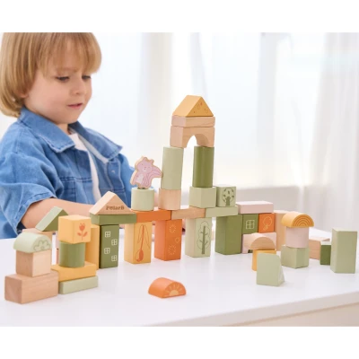 VIGA PolarB Drewniane Klocki Bloki Montessori Zwierzęta 50 el. | Pan Piksel
