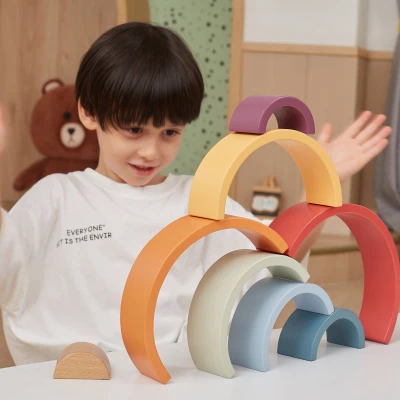 VIGA PolarB Drewniana Tęcza Układanka Klocki Kreatywne Montessori | Pan Piksel