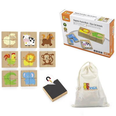 VIGA Drewniane Puzzle Magnetyczne Zwierzęta Układanka Certyfikat FSC | Pan Piksel