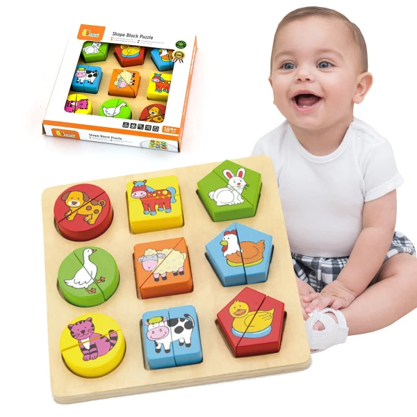 VIGA Puzzle Edukacyjne Drewniane Zwierzęta | Pan Piksel