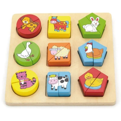 VIGA Puzzle Edukacyjne Drewniane Zwierzęta | Pan Piksel