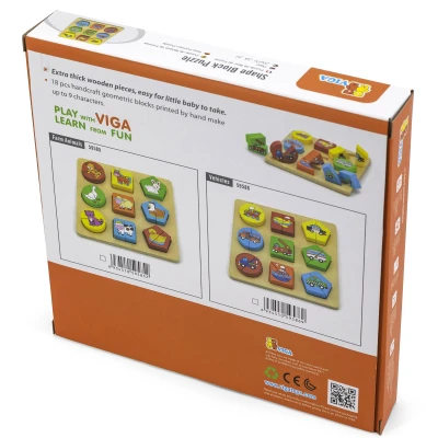 VIGA Puzzle Edukacyjne Drewniane Zwierzęta | Pan Piksel