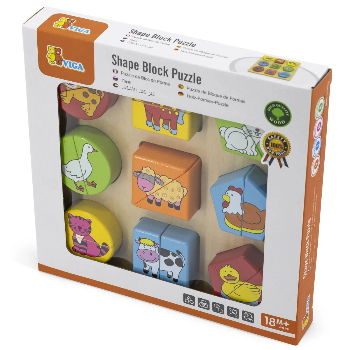 VIGA Puzzle Edukacyjne Drewniane Zwierzęta | Pan Piksel