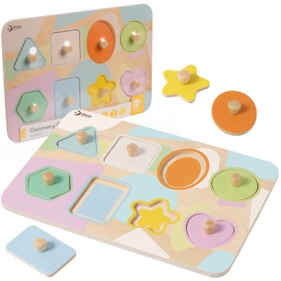 CLASSIC WORLD Układanka Puzzle Klocki Geometryczne 9 el. | Pan Piksel