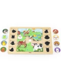 VIGA Drewniane Puzzle Odgadnij Po Cieniu - Farma Układanka 17 el. | Pan Piksel
