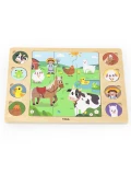 VIGA Drewniane Puzzle Odgadnij Po Cieniu - Farma Układanka 17 el. | Pan Piksel