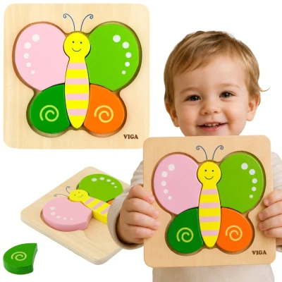 VIGA Pierwsze drewniane Puzzle maluszka Motylek | Pan Piksel