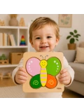 VIGA Pierwsze drewniane Puzzle maluszka Motylek | Pan Piksel