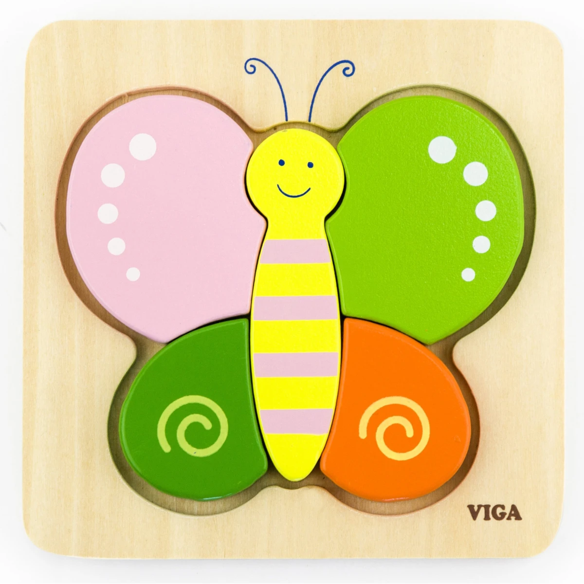 VIGA Pierwsze drewniane Puzzle maluszka Motylek | Pan Piksel