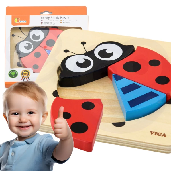 VIGA Pierwsze drewniane Puzzle maluszka Biedronka | Pan Piksel