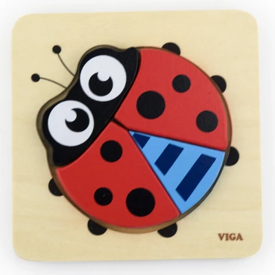 VIGA Pierwsze drewniane Puzzle maluszka Biedronka | Pan Piksel