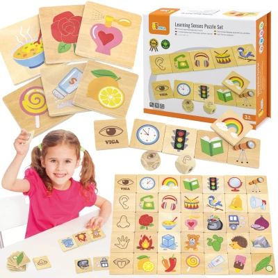 VIGA Gra Edukacyjna Układanka Ucząca Sortuj Zmysły 37 el. Montessori | Pan Piksel