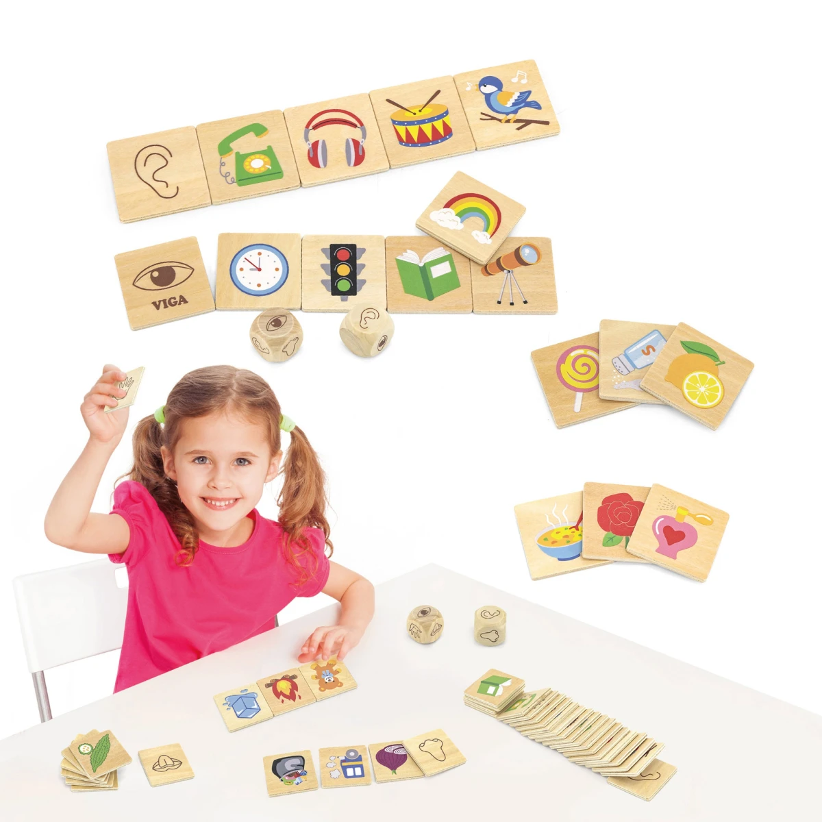 VIGA Gra Edukacyjna Układanka Ucząca Sortuj Zmysły 37 el. Montessori | Pan Piksel