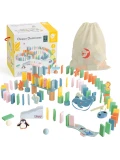 CLASSIC WORLD Drewniane Domino Tor Logiczny Przeszkód Układanka Montessori 100 el. | Pan Piksel