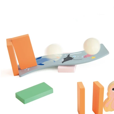 CLASSIC WORLD Drewniane Domino Tor Logiczny Przeszkód Układanka Montessori 100 el. | Pan Piksel