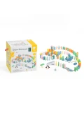 CLASSIC WORLD Drewniane Domino Tor Logiczny Przeszkód Układanka Montessori 100 el. | Pan Piksel