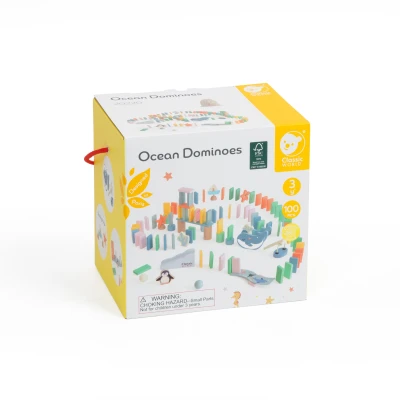 CLASSIC WORLD Drewniane Domino Tor Logiczny Przeszkód Układanka Montessori 100 el. | Pan Piksel