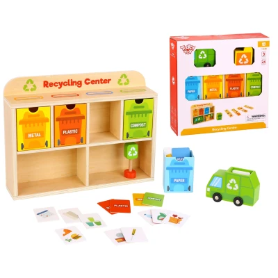 TOOKY TOY Drewniane Centrum Recyklingu Edukacyjny Sorter | Pan Piksel