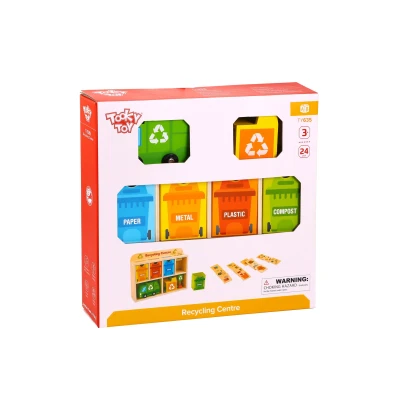 TOOKY TOY Drewniane Centrum Recyklingu Edukacyjny Sorter | Pan Piksel