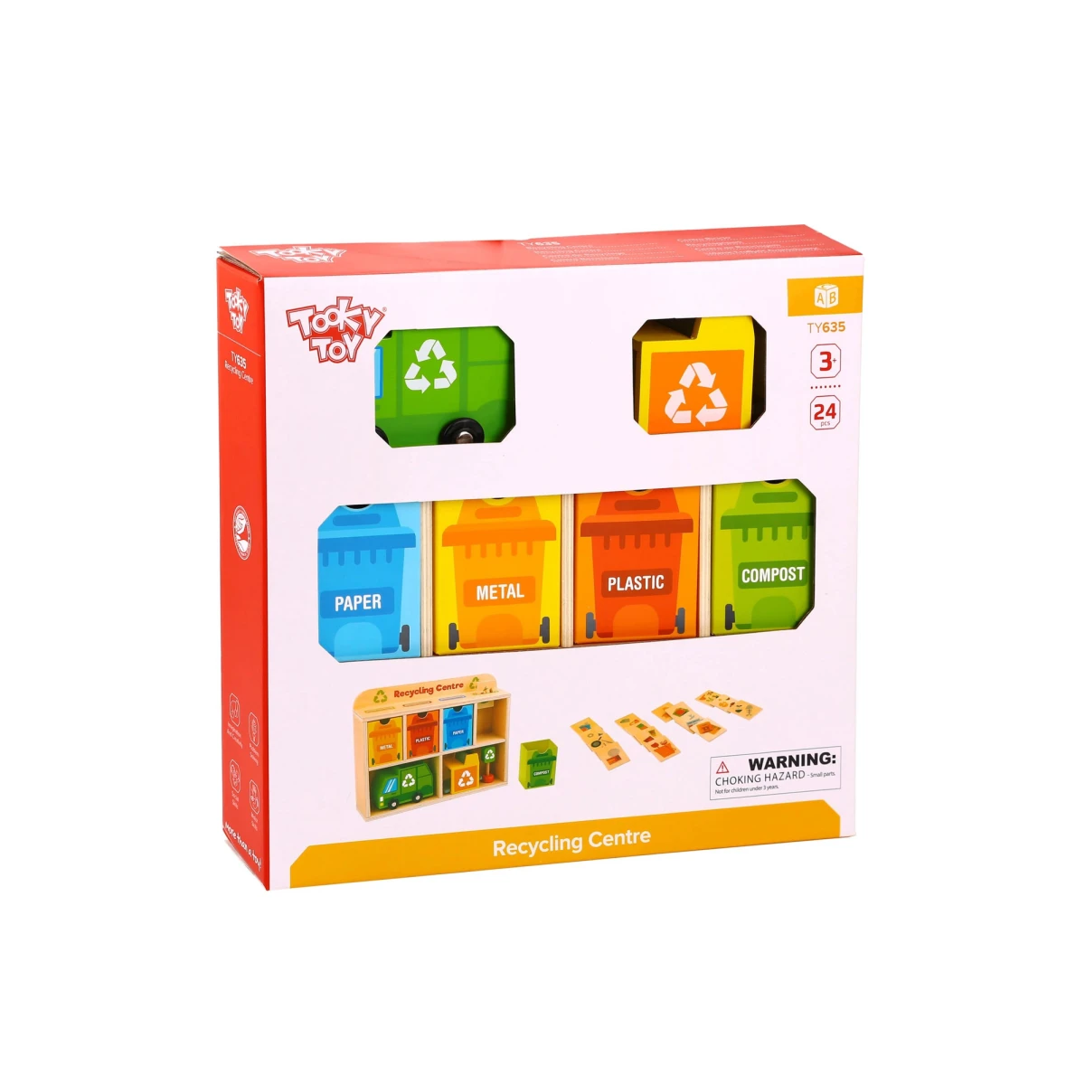 TOOKY TOY Drewniane Centrum Recyklingu Edukacyjny Sorter | Pan Piksel