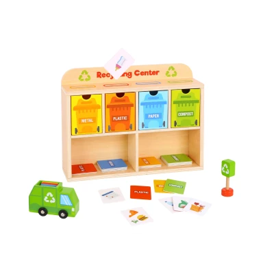 TOOKY TOY Drewniane Centrum Recyklingu Edukacyjny Sorter | Pan Piksel