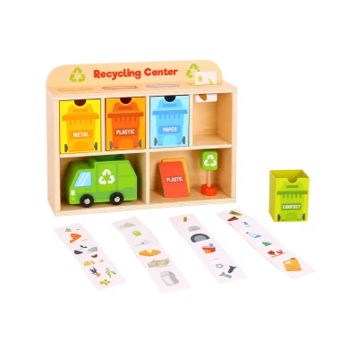 TOOKY TOY Drewniane Centrum Recyklingu Edukacyjny Sorter | Pan Piksel