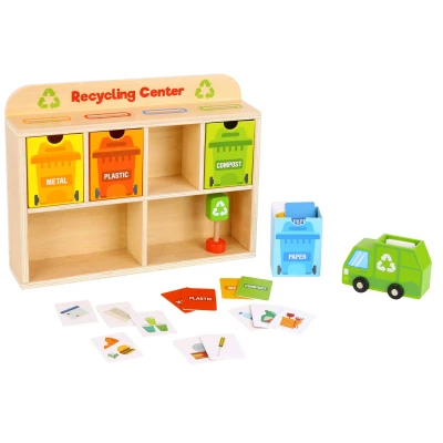 TOOKY TOY Drewniane Centrum Recyklingu Edukacyjny Sorter | Pan Piksel
