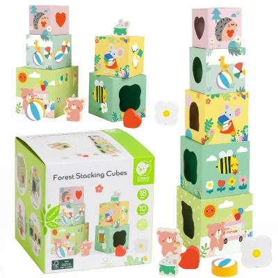CLASSIC WORLD Układanka Kostki Box Leśna Piramidka 10 el. FSC | Pan Piksel