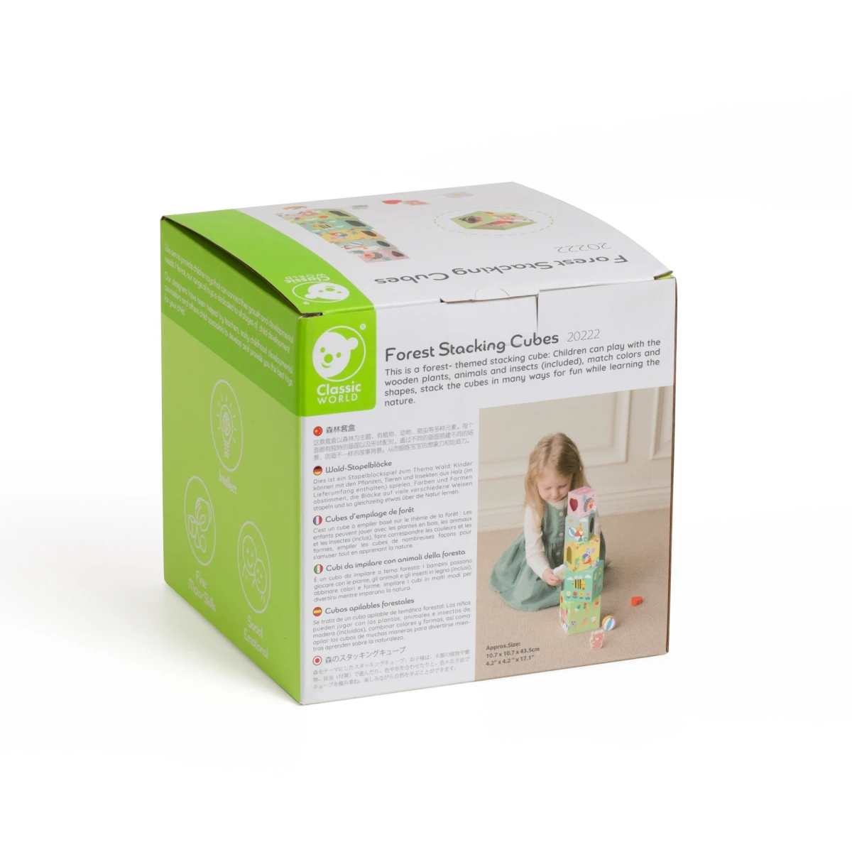 CLASSIC WORLD Układanka Kostki Box Leśna Piramidka 10 el. FSC | Pan Piksel