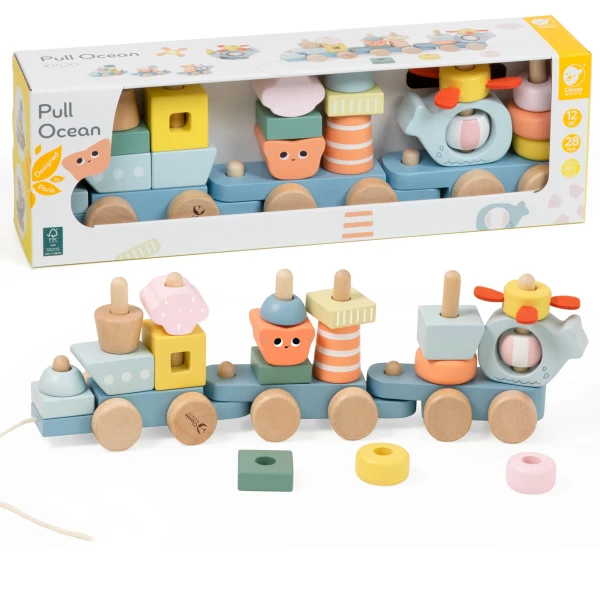 CLASSIC WORLD Montessori Kolejka Ocean Drewniana Układanka | Pan Piksel