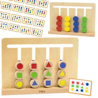 VIGA Gra Logiczna Odwzoruj Kolory i Figury Montessori | Pan Piksel