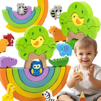 VIGA Drewniana Tęcza Układanka Klocki Kreatywne Montessori | Pan Piksel