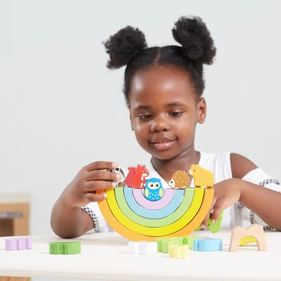 VIGA Drewniana Tęcza Układanka Klocki Kreatywne Montessori | Pan Piksel