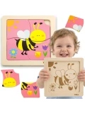 VIGA Poręczne Drewniane Puzzle Pszczoła | Pan Piksel