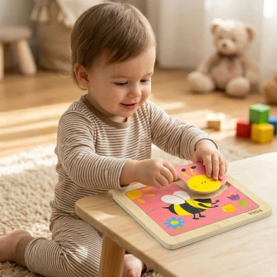 VIGA Poręczne Drewniane Puzzle Pszczoła | Pan Piksel