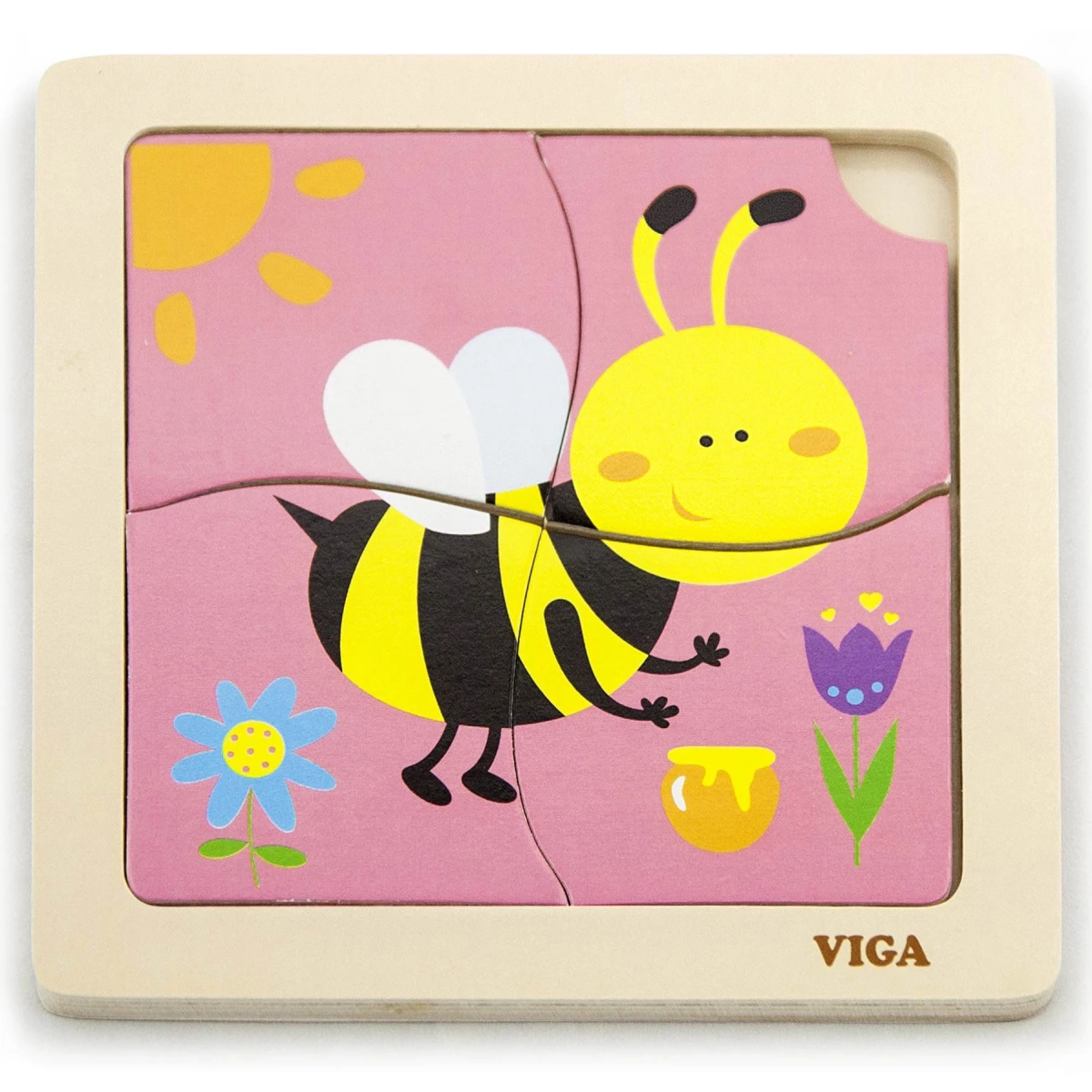 VIGA Poręczne Drewniane Puzzle Pszczoła | Pan Piksel