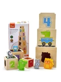 VIGA Drewniana Piramidka Układanka Klocki Sorter Montessori | Pan Piksel