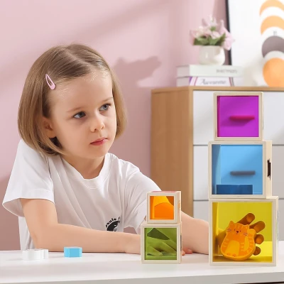 VIGA Drewniana Piramidka Układanka Klocki Sorter Montessori | Pan Piksel