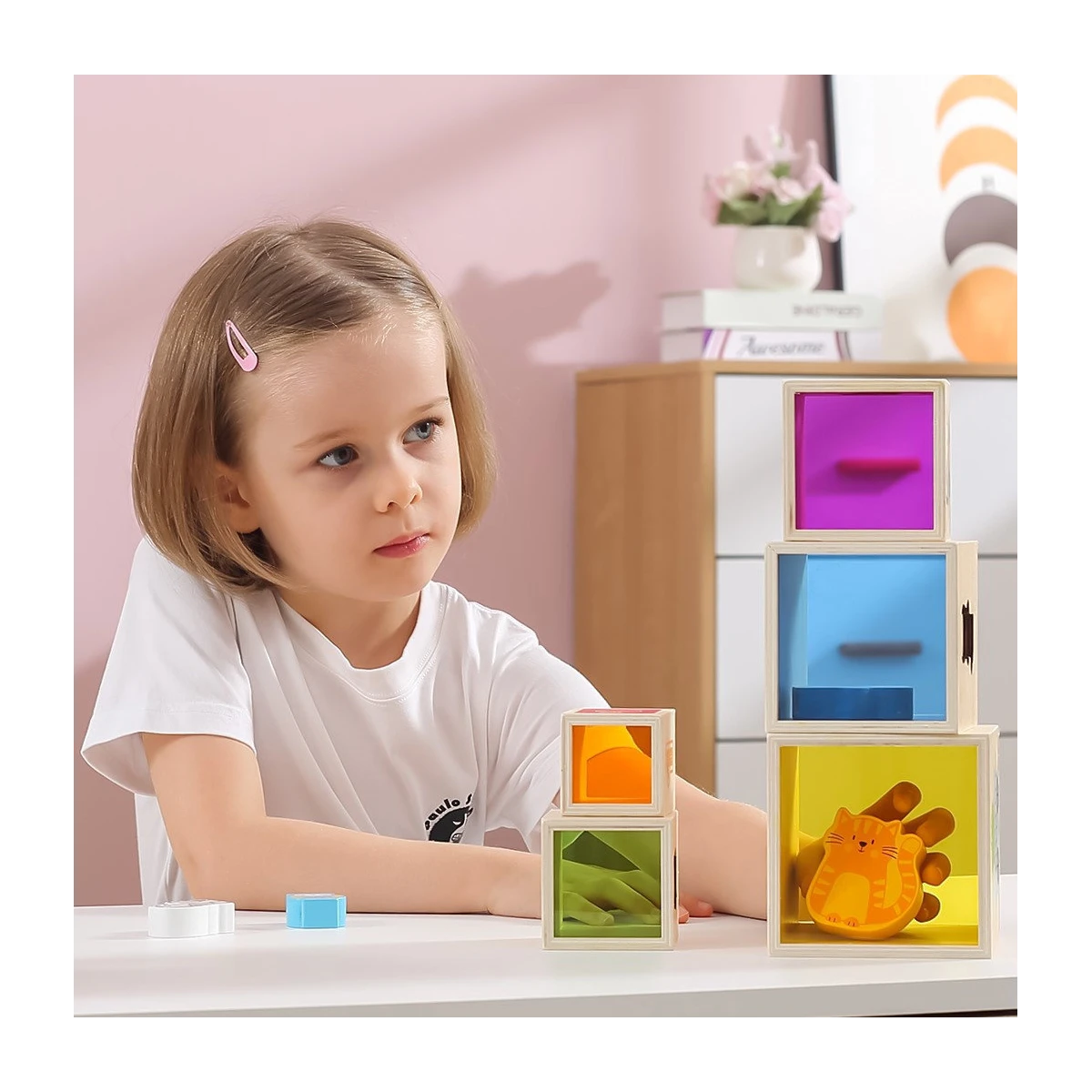 VIGA Drewniana Piramidka Układanka Klocki Sorter Montessori | Pan Piksel