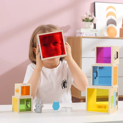VIGA Drewniana Piramidka Układanka Klocki Sorter Montessori | Pan Piksel