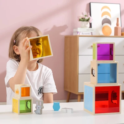 VIGA Drewniana Piramidka Układanka Klocki Sorter Montessori | Pan Piksel