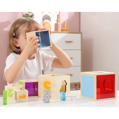 VIGA Drewniana Piramidka Układanka Klocki Sorter Montessori | Pan Piksel
